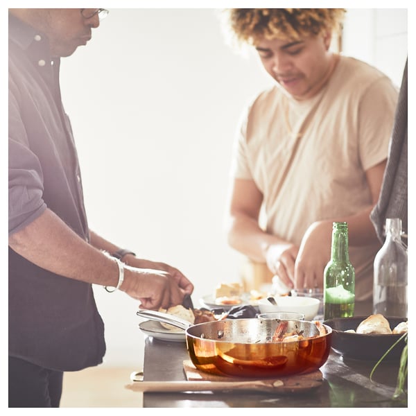 FINMAT ฟินมัท กระทะอเนกประสงค์มีฝา, ทองแดง/สเตนเลส, 25 ซม.