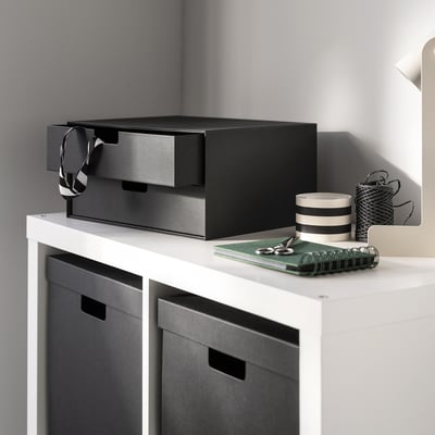 FJÄDERHARV ฟแยร์ดาร์ฟ กล่องลิ้นชักเล็ก 2 ช่อง, แอนทราไซต์, 32x25 ซม.