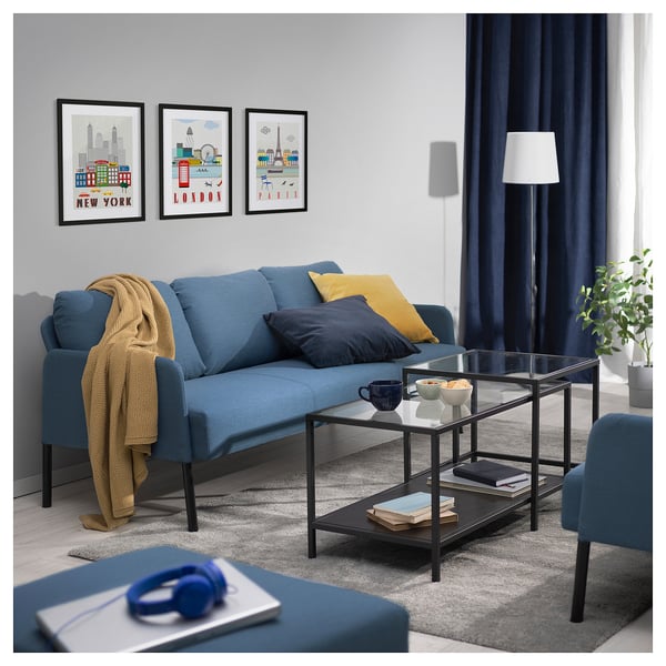 GLOSTAD กลูสตอด โซฟา3ที่นั่ง, คนีซา สีมีเดียมบลู