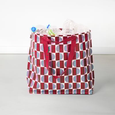 GÖRSNYGG เยอร์สนีกก์ ถุงหิ้ว, แดง น้ำเงิน/มีลาย, 45x18x45 ซม./36 ลิตร