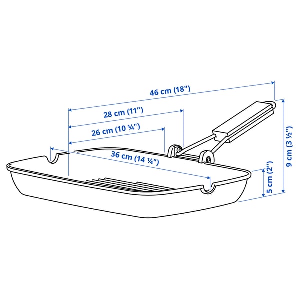 GRILLA กริลล่า กระทะย่าง, เคลือบสารกันติด, 36x26 ซม.