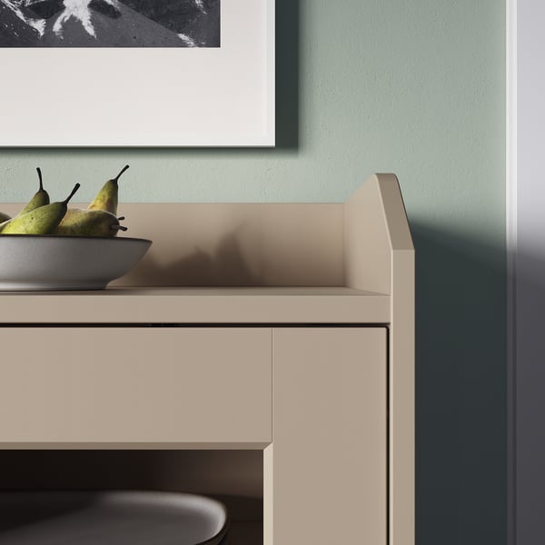 HAUGA เฮากา ตู้บานกระจก, เบจ, 105x116 ซม.