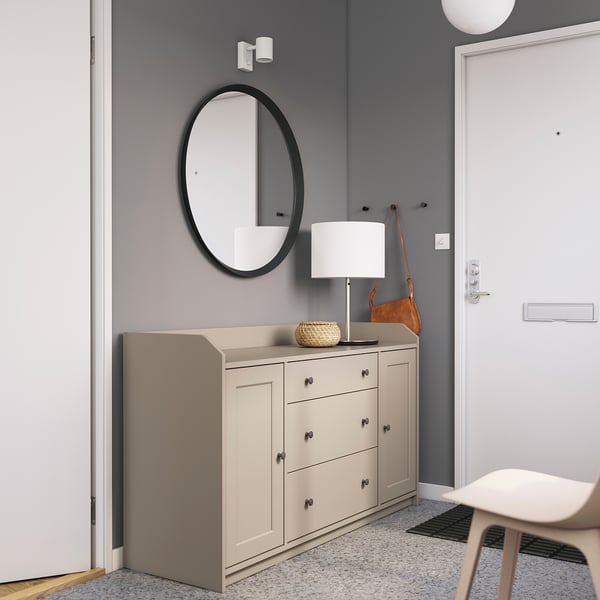 HAUGA เฮากา ตู้ไซด์บอร์ด, เบจ, 140x84 ซม.