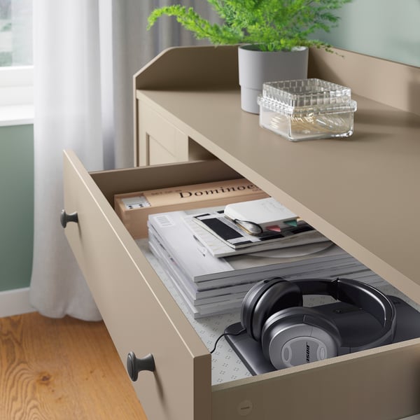 HAUGA เฮากา ตู้ไซด์บอร์ด, เบจ, 140x84 ซม.