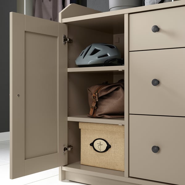 HAUGA เฮากา ตู้ไซด์บอร์ด, เบจ, 140x84 ซม.