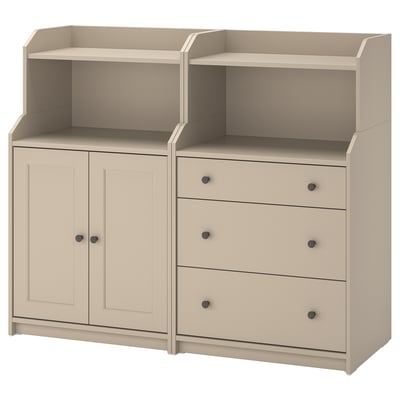 HAUGA เฮากา ชุดตู้เก็บของ, เบจ, 139x46x116 ซม.