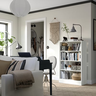 HAVSTA ฮาฟสต้า ชั้นวางของพร้อมฐาน, ขาว, 81x37x134 ซม.