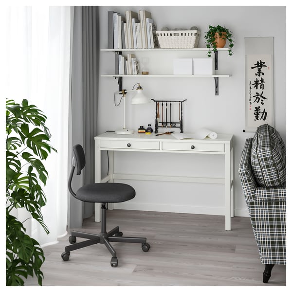 hemnes เฮมเนส โต ะทำงาน 2 ล นช ก ไวท สเตน 120x47 ซม