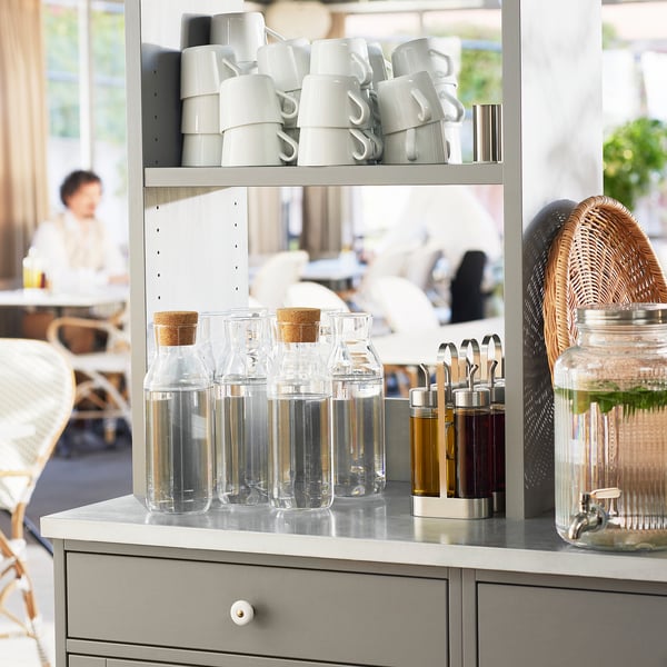 IKEA 365+ อิเกีย 365+ ขวดน้ำมีจุกอุด, แก้วใส/ไม้ก๊อก, 1 ลิตร