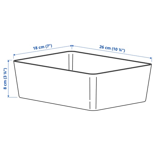 KUGGIS คูก์กิส กล่องพลาสติก, เทาเข้ม-เบจ, 18x26x8 ซม.