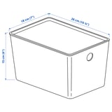 KUGGIS คูก์กิส กล่องพร้อมฝาปิด, เทาอ่อน, 18x26x15 ซม.