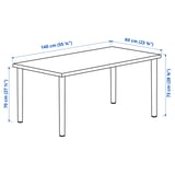 LAGKAPTEN ลาคแคปเทียน / ADILS อดิลส์ โต๊ะทำงาน, ลายไม้โอ๊คย้อมสีขาว/ขาว, 140x60 ซม.