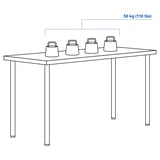 LAGKAPTEN ลาคแคปเทียน / ADILS อดิลส์ โต๊ะทำงาน, ลายไม้โอ๊คย้อมสีขาว/ขาว, 140x60 ซม.