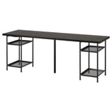 LAGKAPTEN ลาคแคปเทียน / SPÄND สแปนด์ โต๊ะทำงาน, น้ำตาลดำ/ดำ, 200x60 ซม.