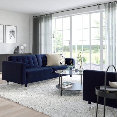 LANDSKRONA ลันด์สครูน่า โซฟา3ที่นั่ง, ยูปาร์ป น้ำเงินเข้ม/เหล็ก