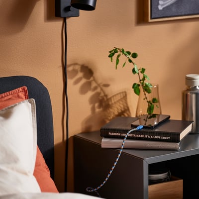 LILLHULT ลิลฮุลท์ สายพอร์ต USB-A และ USB-C, ฟ้า/ส้ม, 1.5 ม.