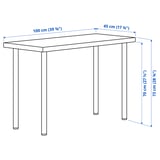 LINNMON ลินมูน / ADILS อดิลส์ โต๊ะ, ลายไม้โอ๊คย้อมสีขาว/ขาว, 100x45 ซม.