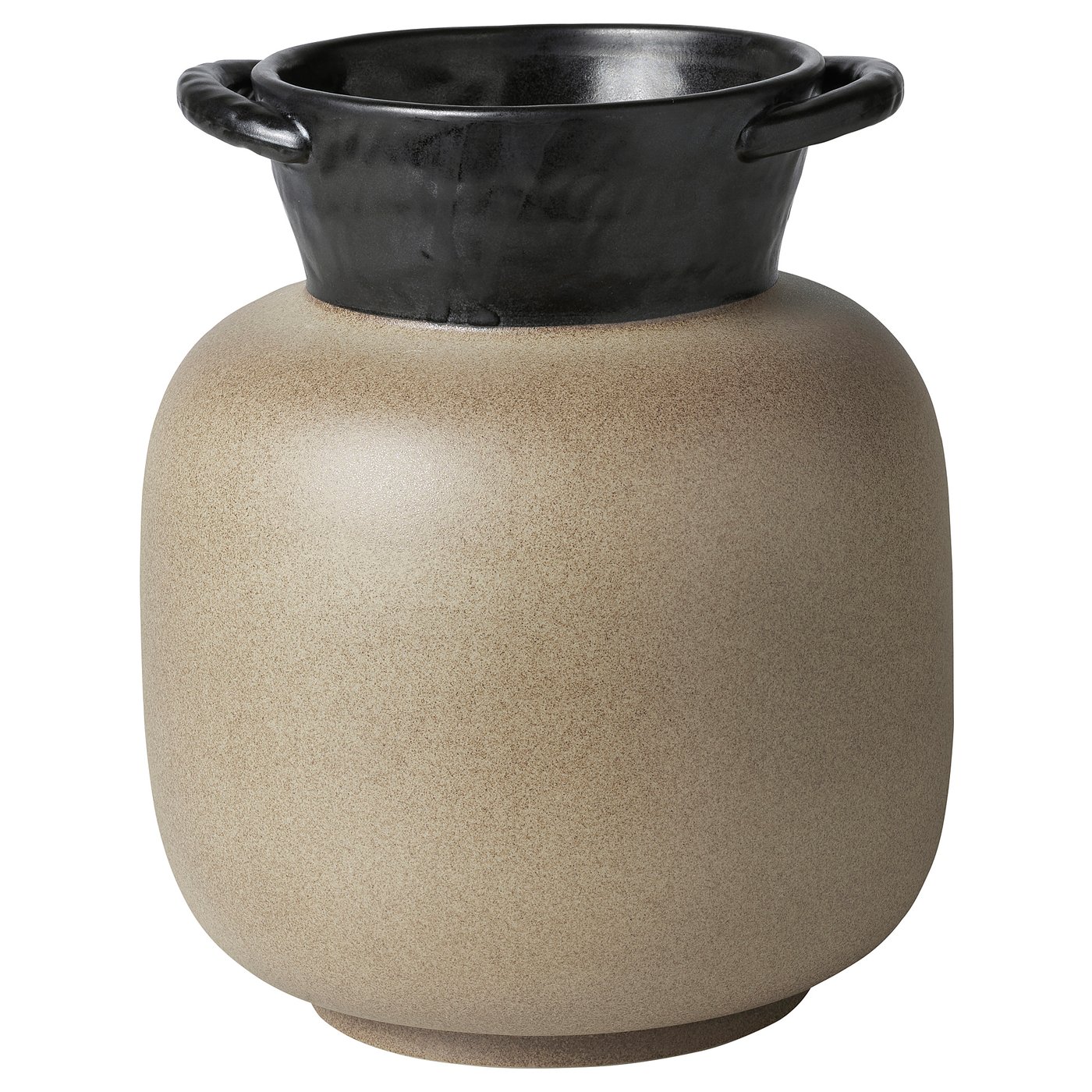 LOKALT ลูคอลต์ แจกัน, เบจ ดำ/ผลิตด้วยมือ, 21 ซม. IKEA