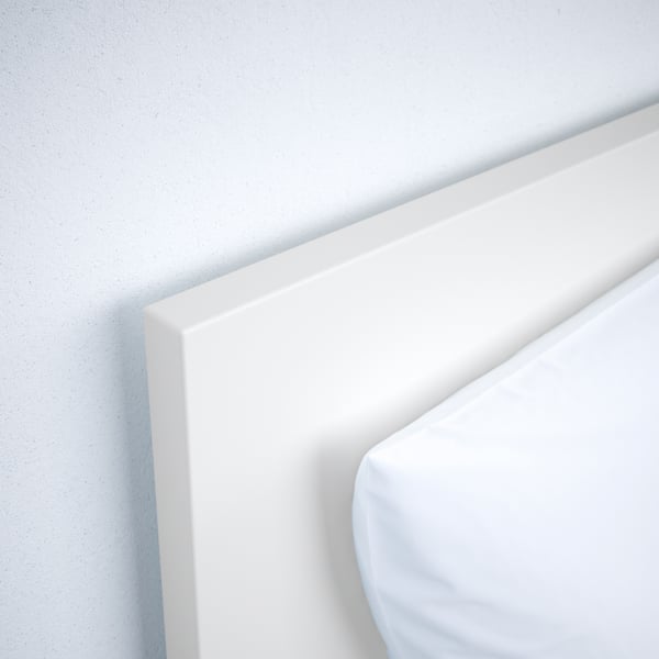 MALM มาล์ม โครงเตียงสูงพร้อมกล่องเก็บของ 2 ใบ, ขาว/เลินเซ็ต, 150x200 ซม.