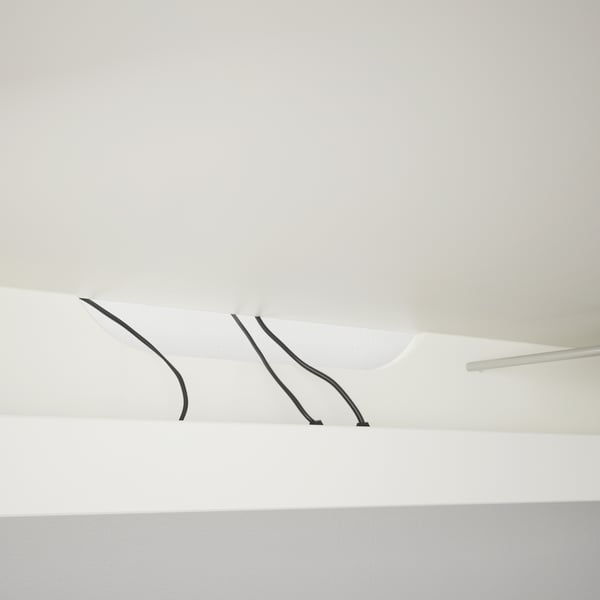 MALM มาล์ม โต๊ะทำงาน+โต๊ะเสริมมีล้อเลื่อน, ขาว, 151x65 ซม.