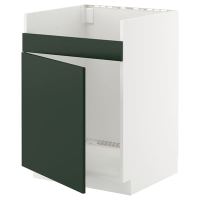 METOD เมท็อด ตู้ซิงก์เดี่ยวรุ่น HAVSEN, ขาว/ฮาฟสตอร์ป เขียวเข้ม, 60x60x80 ซม.