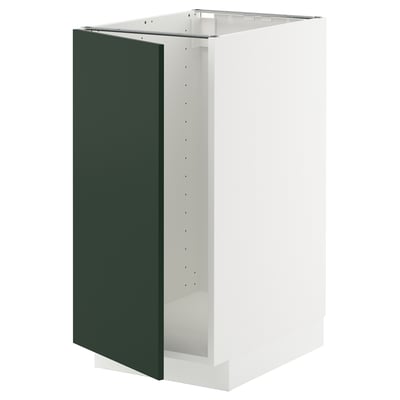 METOD เมท็อด ตู้ตั้งซิงก์/ถังขยะ, ขาว/ฮาฟสตอร์ป เขียวเข้ม, 40x60x80 ซม.