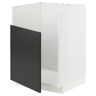 METOD เมท็อด ตู้ตั้งซิงก์ TALLSJÖN/ทัลเควิน, ขาว/นิคเกโบ แอนทราไซต์ด้าน, 60x60x80 ซม.