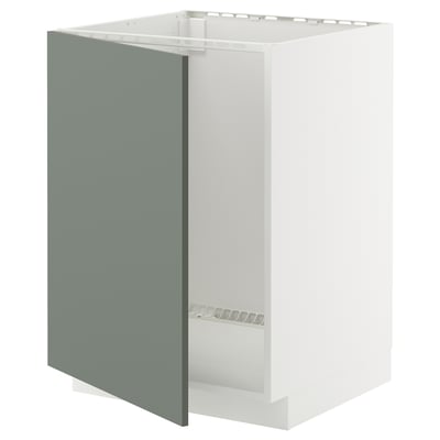 METOD เมท็อด ตู้ตั้งซิงก์, ขาว/นิคเกโบ เทา-เขียวด้าน, 60x60x80 ซม.