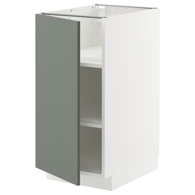 METOD เมท็อด ตู้ตั้งพื้นมีชั้นวาง, ขาว/นิคเกโบ เทา-เขียวด้าน, 40x60x80 ซม.