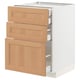 METOD เมท็อด / MAXIMERA มักซีเมอร่า ตู้พื้น3บาน/ลิ้นชักเล็ก2-กลาง1-สูง1, ขาว/เวียดฮัมน์ ไม้โอ๊ค, 60x60x80 ซม.