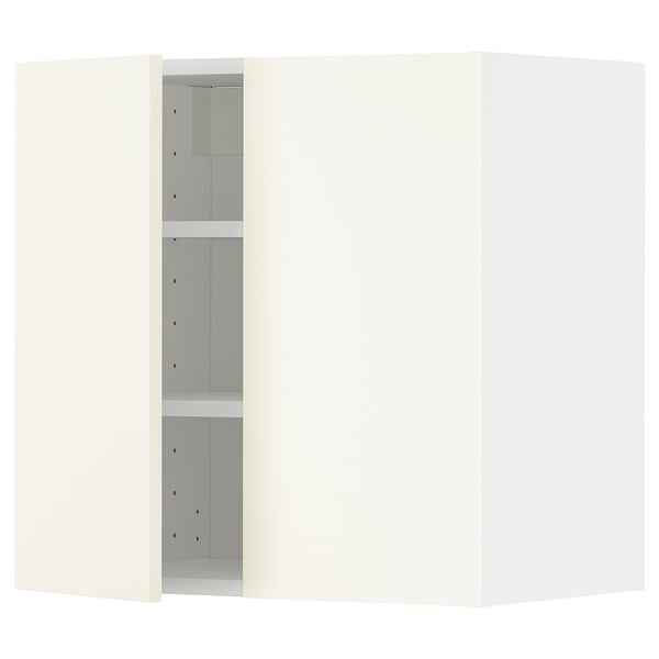 METOD เมท็อด ตู้แขวน+ชั้นวางของ 2 บานปิด, ขาว/วัลล์สเตียนา ขาว, 60x37x60 ซม.