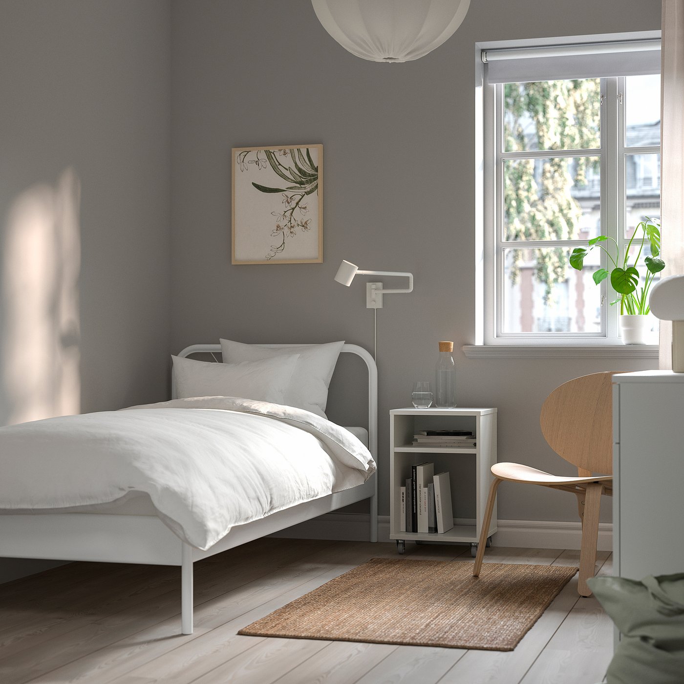 セール再値下げIKEA美品NESTTUN ネストゥンシングルベット NESTTUN เนสท์ตุน โครงเตียง, ขาว/เลินเซ็ต, 90x200 ซม. - IKEA