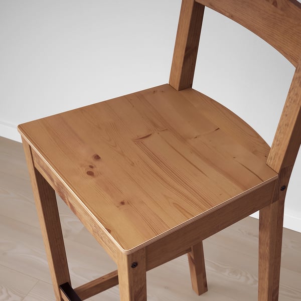 NORDVIKEN นูร์ดวีคเกน เก้าอี้บาร์มีพนัก, แอนทีคสเตน, 75 ซม.