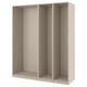 PAX พักซ์ โครงตู้เสื้อผ้า 3 ใบ, เทา-เบจ, 200x58x236 ซม.