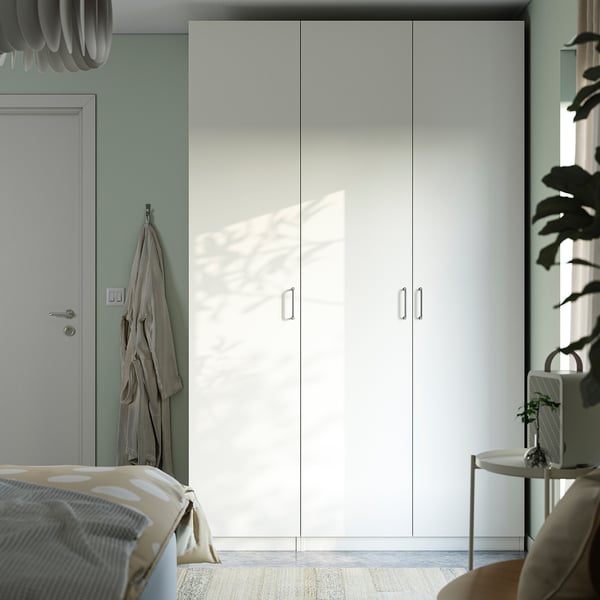 PAX พักซ์ / FORSAND ฟอร์ชันด์ ชุดตู้เสื้อผ้า, ขาว/ขาว, 150x60x236 ซม.