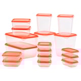 PRUTA พรูทต้า ชุดกล่องเก็บอาหาร 17 ชิ้น, ใส/สีส้ม