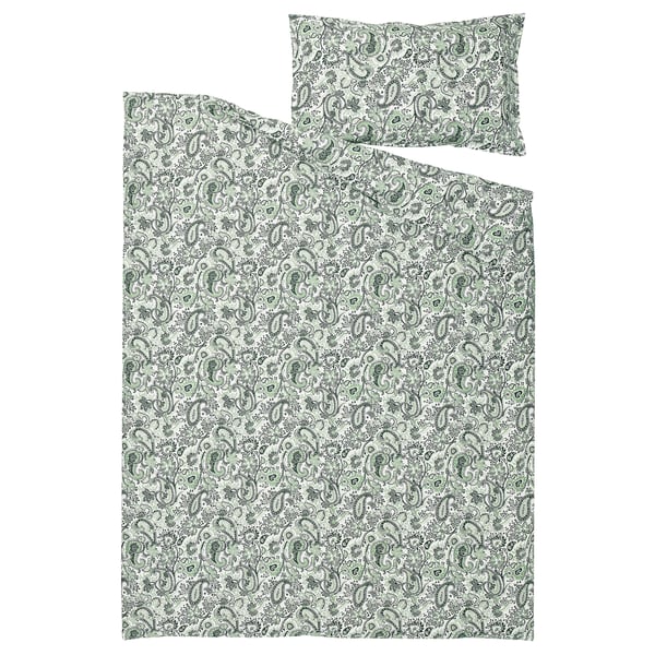 RODGERSIA รอดเกอร์ชา ปลอกผ้านวมและปลอกหมอน, เขียว/ขาว, 150x200/50x80 ซม.