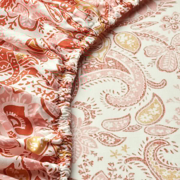 RODGERSIA รอดเกอร์ชา ผ้าปูที่นอนรัดมุม, ชมพู/ขาว, 80x200 ซม.