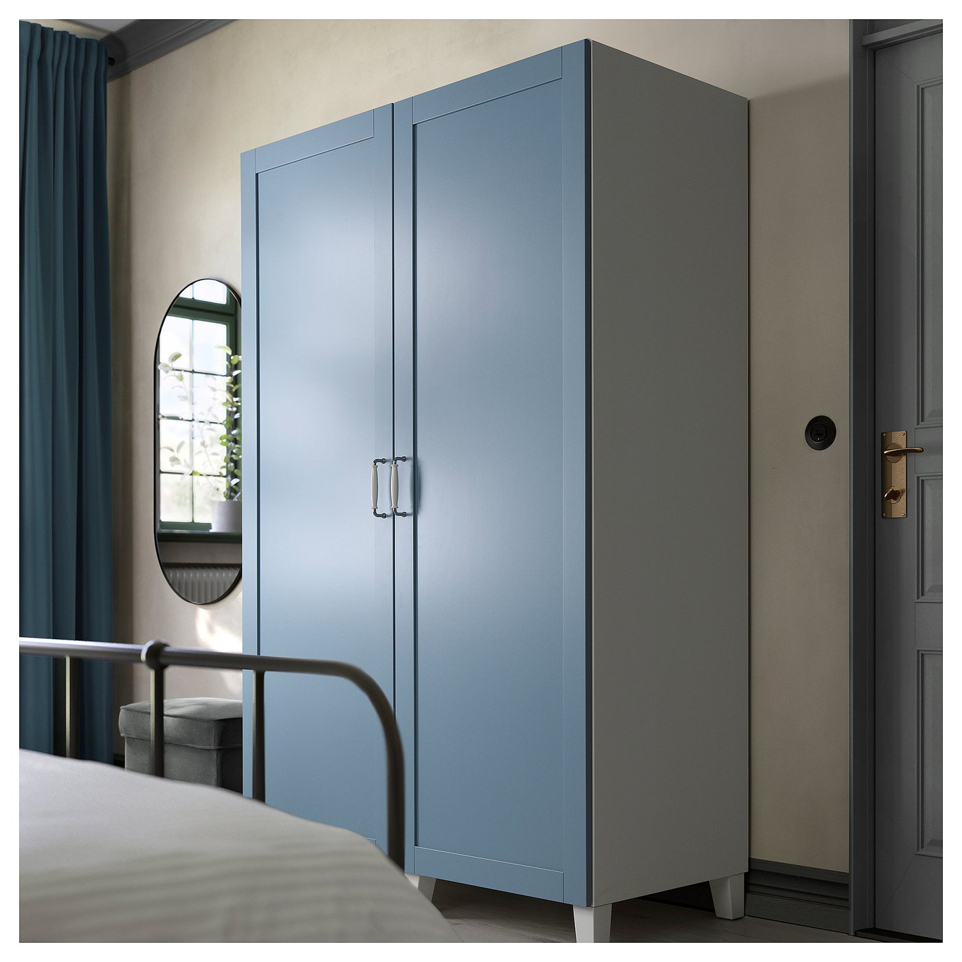SANNIDAL ซันนิดอล บานตู้, น้ำเงิน/ฟ้า, 60x180 ซม. - IKEA