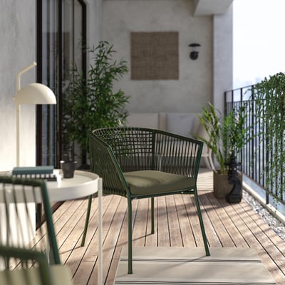 SEGERÖN เซียเกเริน เก้าอี้มีที่วางแขน กลางแจ้ง, เขียวเข้ม