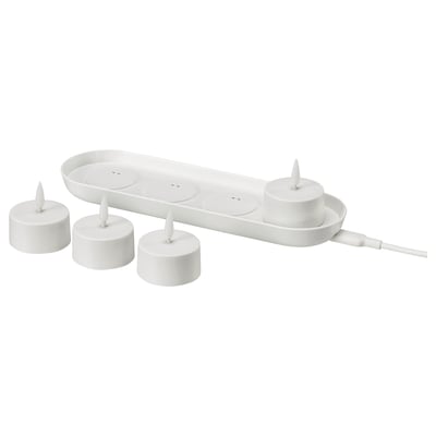 SKATGÅS สกัตโกส ทีไลท์ LED, พร้อมถาดชาร์จไฟ ขาว