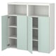 SMÅSTAD สมวสตัด / PLATSA พลัทซา ชุดตู้เก็บของ, ขาว/เขียวอ่อน +6ชั้น, 120x42x123 ซม.
