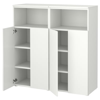 SMÅSTAD สมวสตัด / PLATSA พลัทซา ชุดตู้เก็บของ, ขาว/ขาว +6ชั้น, 120x42x123 ซม.
