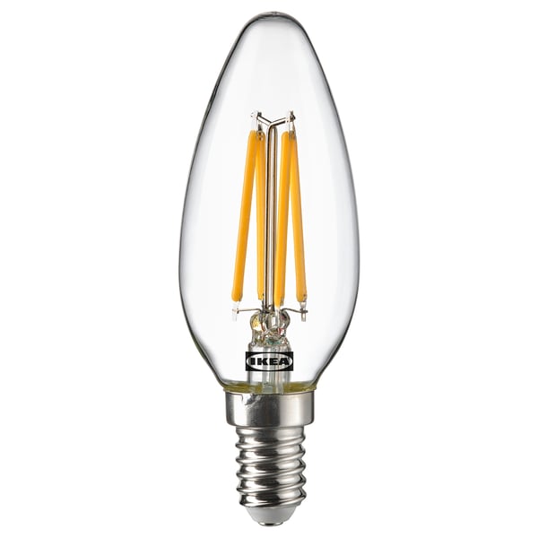 SOLHETTA ซูเฮตต้า หลอดไฟ LED E14 250 ลูเมน, หลอดจำปา/ใส
