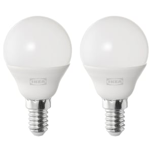 SOLHETTA ซูเฮตต้า หลอดไฟ LED E14 470 ลูเมน, หลอดกลม แก้วฝ้า, 6500 เคลวิน