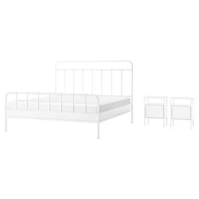 STJÄRNÖ แควนเนอ / GRÅFJÄLLET กรัวเฟียเลต เฟอร์นิเจอร์ห้องนอน ชุด 3 ชิ้น, ขาว, 180x200 ซม.