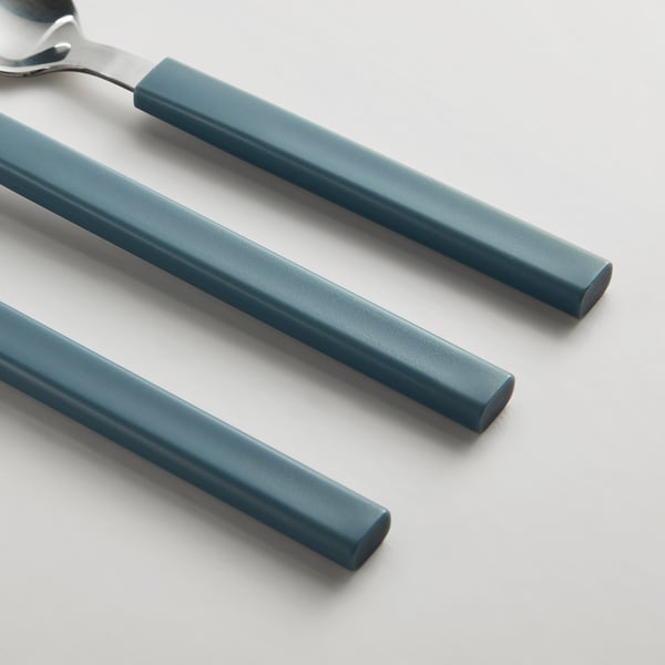 TÅNGMÄRLA ทองแมร์ลา ชุดอุปกรณ์รับประทานอาหาร 12 ชิ้น, เทาเข้ม-น้ำเงิน