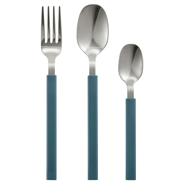 TÅNGMÄRLA ทองแมร์ลา ชุดอุปกรณ์รับประทานอาหาร 12 ชิ้น, เทาเข้ม-น้ำเงิน