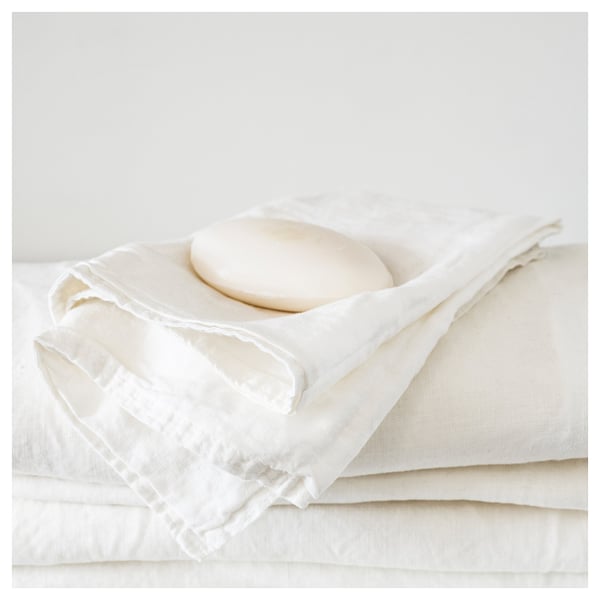 TOFSTÄRNA ทอฟสแตร์นา เทียนหอมในถ้วยแก้ว/2 ไส้, กลิ่นเฟรชลินิน แก้วใส, 50 ชม.