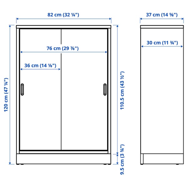 TONSTAD ทุนสตัด ตู้บานเลื่อน, วีเนียร์โอ๊ค, 82x37x120 ซม.